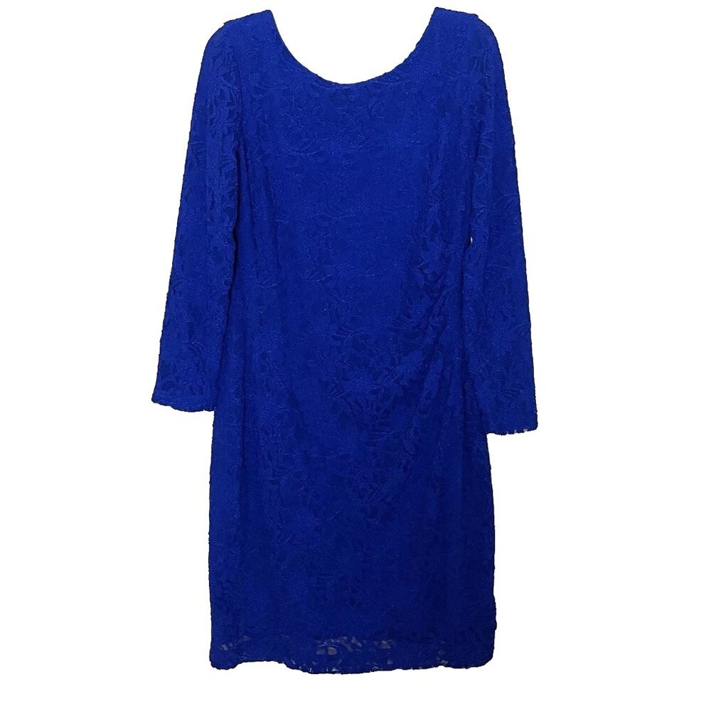 Ralph Lauren Dress 18W Blue Lace V-back Party Event Mother of the Bride/Groom